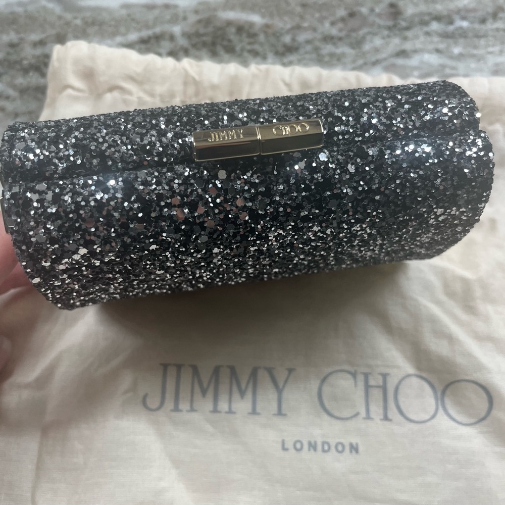 Jimmy Choo Glitter Mini Tube Clutch - Picture 3 of 8
